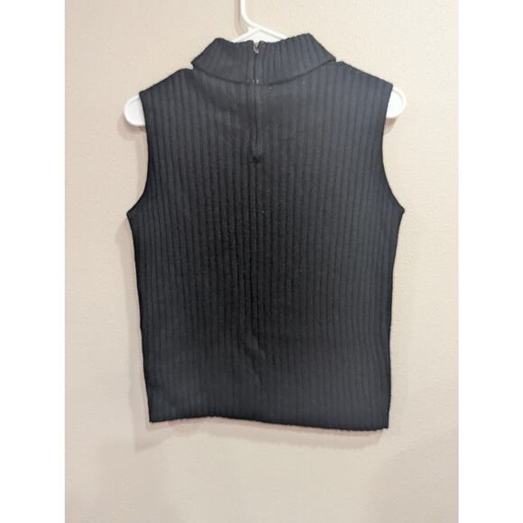 Pretty black halter sweater top w/floral embroidery/cross stitching size XS - Picture 3 of 5